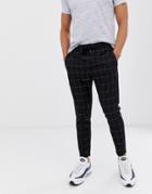 Only & Sons Grid Check Pants - Black