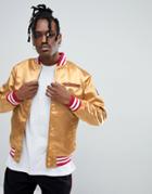 New Era Nfl San Francisco 49ers Sateen Bomber Jacket In Gold - Yellow