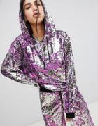 Jaded London Festival All Over Sequin Hoodie - Pink