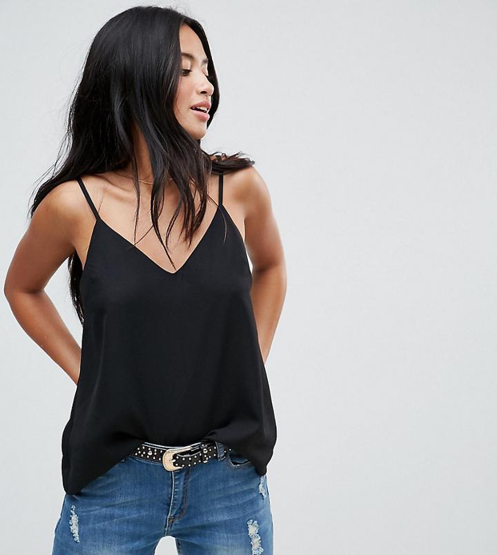 Asos Design Petite Swing Cami With Double Layer - Black
