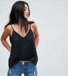 Asos Design Petite Swing Cami With Double Layer - Black