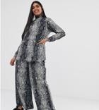 Verona Curve Wide Leg Pants Two-piece In Python Print - Gray
