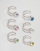 Asos Pack Of 6 Pretty Rainbow Ear Cuffs - Silver