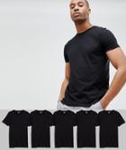 Asos Design Crew Neck T-shirt With Crew Neck 5 Pack Save - Multi