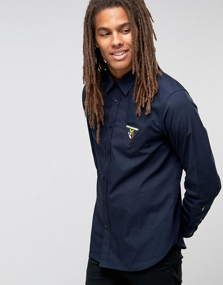 Love Moschino Rubber Chest Logo Shirt - Navy