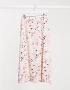 Selected Femme Midi Skirt With Side Split In Confetti Print-multi