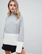 Missguided Colour Block Jumper - Gray
