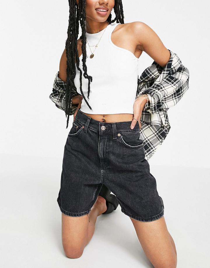 Topshop Shorts In Washed Black Wash
