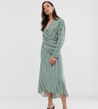 Asos Design Tall Wrap Front Maxi Dress In Wide Stripe-multi