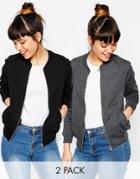 Asos The Bomber Jacket In Jersey 2 Pack Save 10%