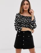 Jdy Square Neck Top In Daisy Print - Multi