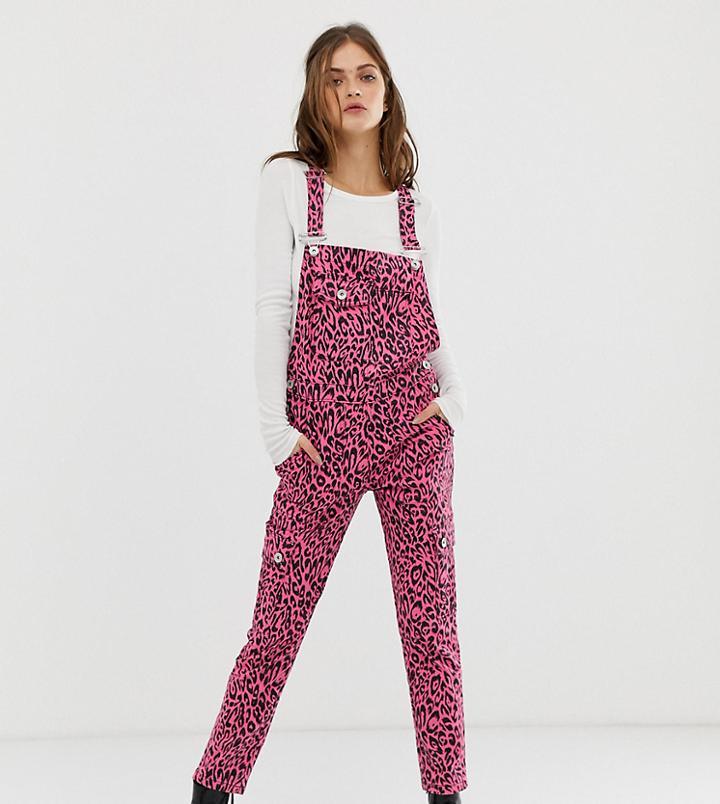 See You Never Leopard Print Overalls - Pink