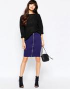 Selected Sonia Knitted Skirt With Zip Front - Patriot Blue