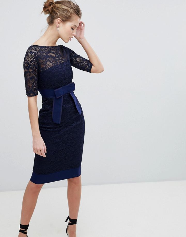 Vesper Lace Pencil Dress - Navy