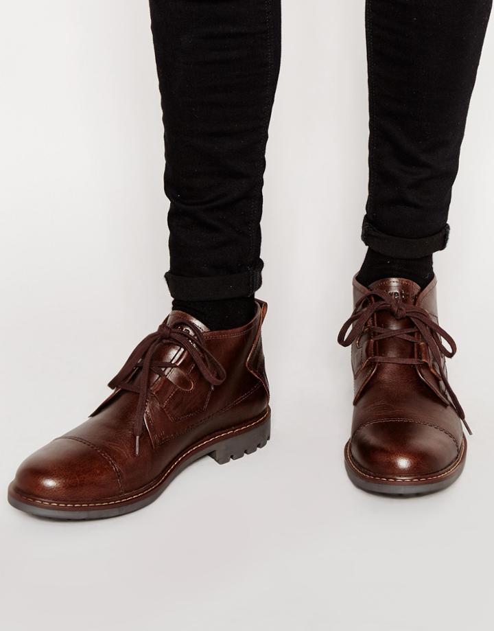 Firetrap Leather Lace Up Desert Boots - Brown