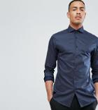 Selected Homme Tall Regular Shirt With Cutaway Collar - Navy