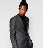 Hart Hollywood By Nick Hart 100% Wool Houndstooth Blazer With Notch Lapel In Slim Fit - Black