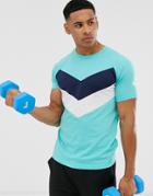 Puma Training Reactive Color Block T-shirt In Light Blue
