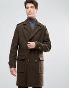 Stanley Adams Longer Length Military Wool Coat - Green