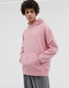 Asos White Oversized Hoodie In Heavyweight Pink Jersey