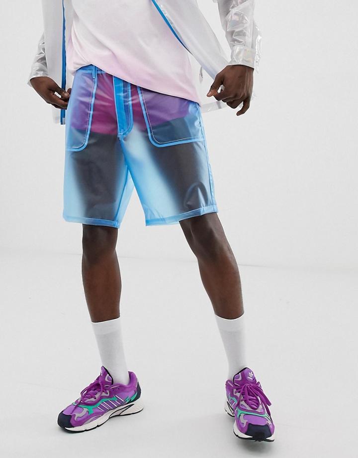 Asos Design Festival Two-piece Boxy Shorts In Sheer Blue