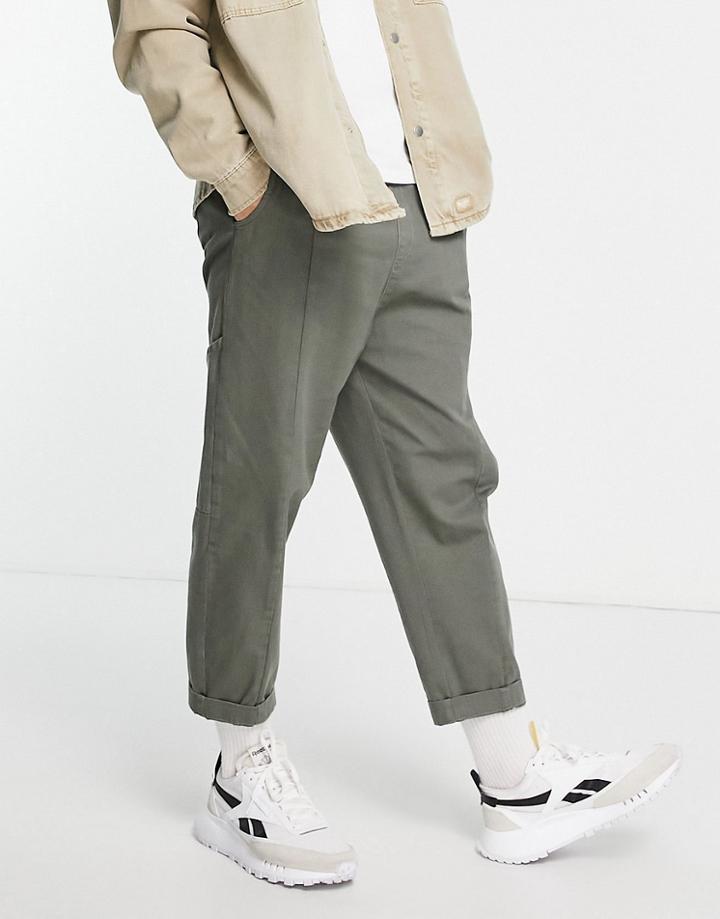 Bershka Loose Fit Drop Crotch Pants In Gray-grey