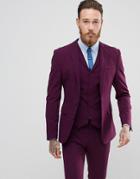 Asos Super Skinny Fit Suit Jacket In Blackcurrant-purple
