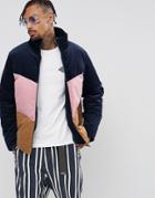Asos Cord Puffer Jacket With Color Block - Multi
