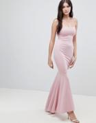 Asos Crepe Bandeau Maxi Fishtail Dress - Pink