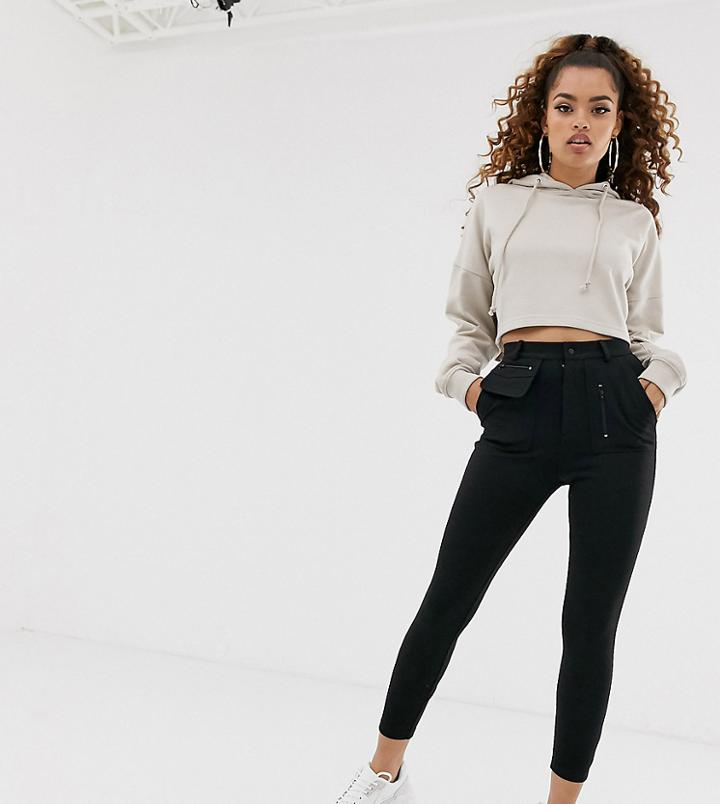 Asos Design Petite Ponte Skinny Pants With Utility Pockets