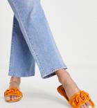 Asos Design Wide Fit Fife Flat Mules With Chain In Orange