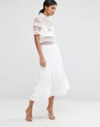 Asos Pleated Skirt In Sheer And Solid - White