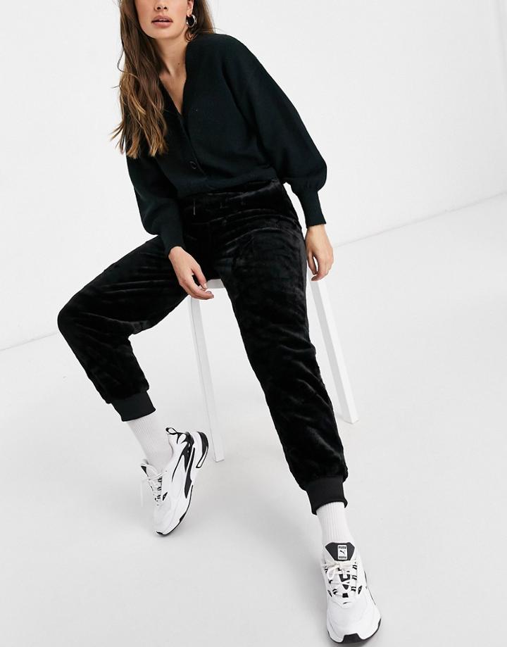 Puma Winter Classics Faux Fur Sweatpants In Black