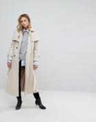 Asos Off Shoulder Trench - Cream
