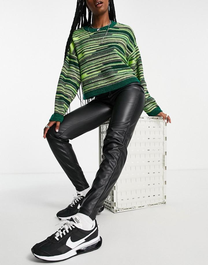 Noisy May Skinny Faux Leather Pants In Black