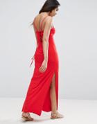 Asos Lace Up Back Maxi Dress - Red