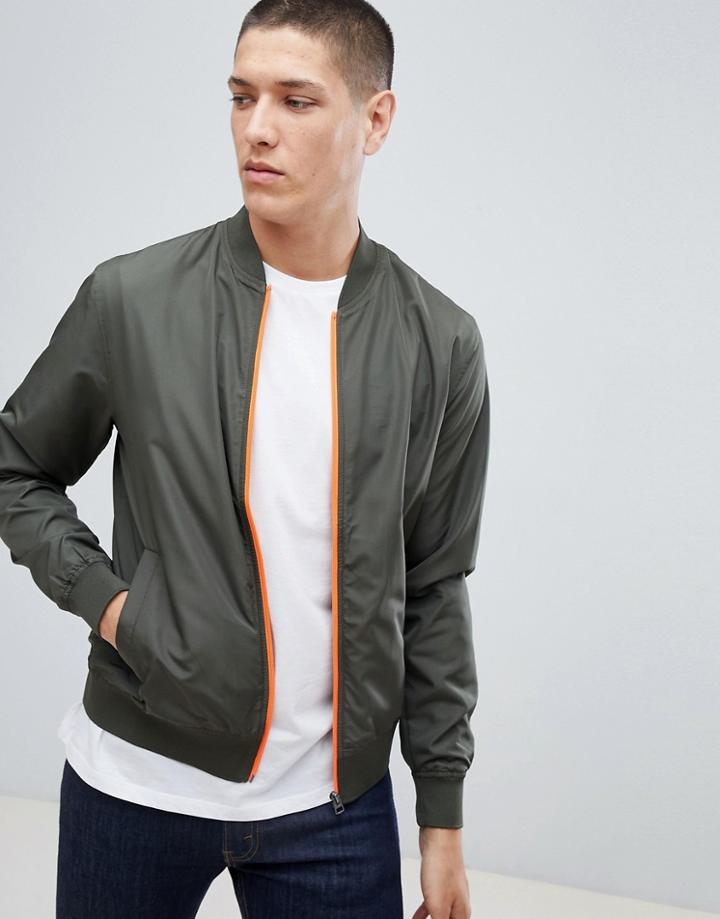Jack & Jones Originals Lightweight Bomber Jacket - Green