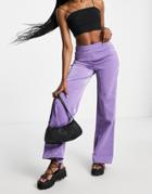 Asos Design Dad Pants In Iridescent Croc Pu In Purple