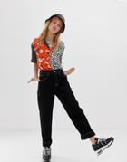 Collusion X004 Skater Jeans In Clean Black With White Stitch - Black