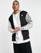 Adidas Originals 3 Stripe Track Jacket In Blocked Black