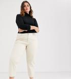 Asos Design Curve Relaxed Boyfriend Jean In Ecru-cream