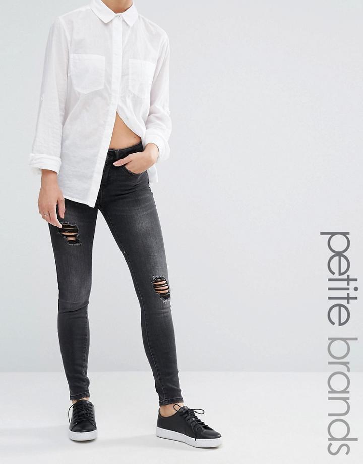 Noisy May Petite Lucy Jean With Distressed Detail - Black