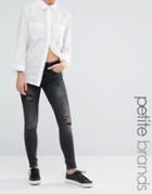 Noisy May Petite Lucy Jean With Distressed Detail - Black