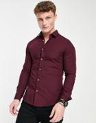 French Connection Skinny Fit Stretch Poplin Shirt In Burgundy-red