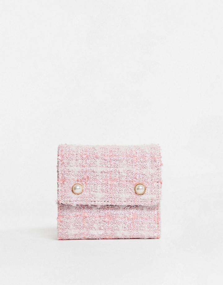 Asos Design Boucle Ladies' Wallet With Pearl Detail