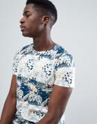 Esprit T-shirt With Floral Stripe - Navy