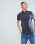Ted Baker Polo In Soft Touch In Navy Stripe - Navy