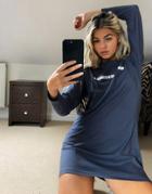Noisy May Oversized Slogan T-shirt Dress In Gray-grey