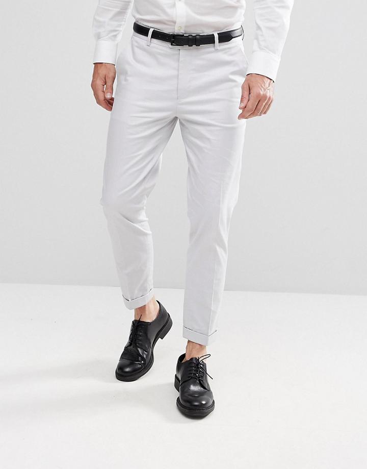 Asos Wedding Skinny Crop Pants In Light Gray Cotton Sateen - Gray
