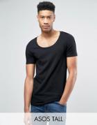 Asos Tall Muscle Fit T-shirt With Deep Scoop Neck In Black - Black
